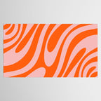 Groovy Abstract Retro Contemporary Wavy Loops Pattern Orange Blush Tablecloth Gallery Image 2
