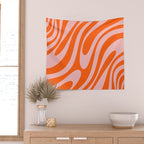 Groovy Abstract Retro Contemporary Wavy Loops Pattern Orange Blush Wall Tapestry Gallery Image 2