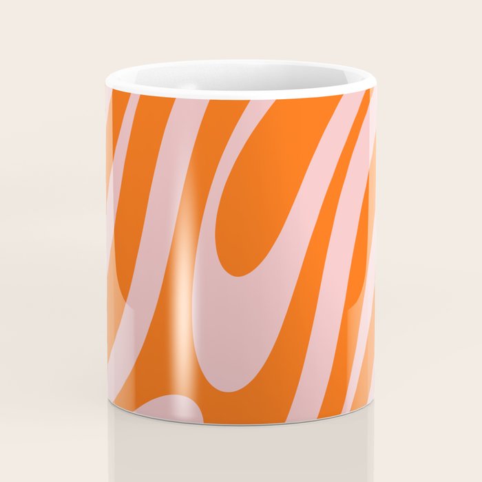 Groovy Abstract Retro Contemporary Wavy Loops Pattern Orange Blush Coffee Mug Gallery Image 4