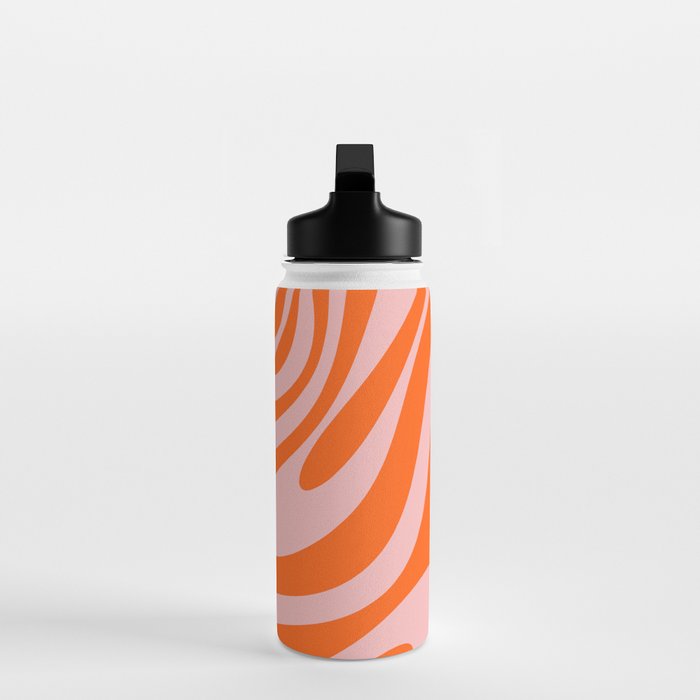 Groovy Abstract Retro Contemporary Wavy Loops Pattern Orange Blush Water Bottle Gallery Image 3