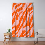 Groovy Abstract Retro Contemporary Wavy Loops Pattern Orange Blush Window Curtain Gallery Image 5