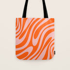 Groovy Abstract Retro Contemporary Wavy Loops Pattern Orange Blush Tote Bag Gallery Image 1