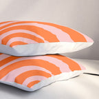 Groovy Abstract Retro Contemporary Wavy Loops Pattern Orange Blush Pillow Sham Gallery Image 3