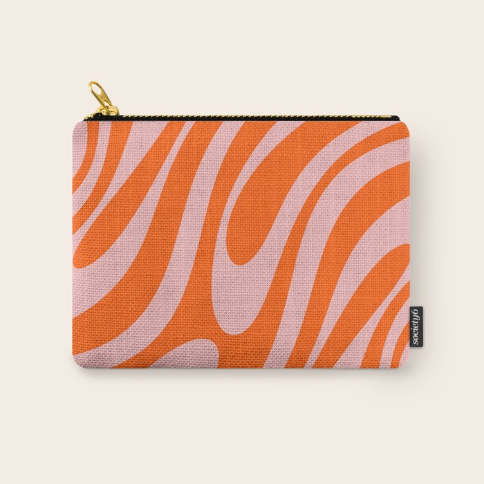 Groovy Abstract Retro Contemporary Wavy Loops Pattern Orange Blush Carry All Pouch Gallery Image 1