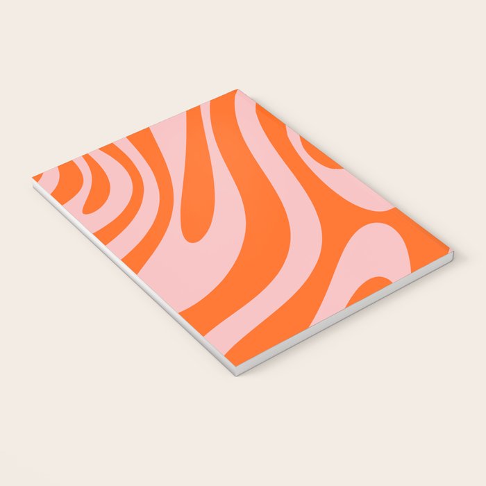 Groovy Abstract Retro Contemporary Wavy Loops Pattern Orange Blush Notebook Gallery Image 3