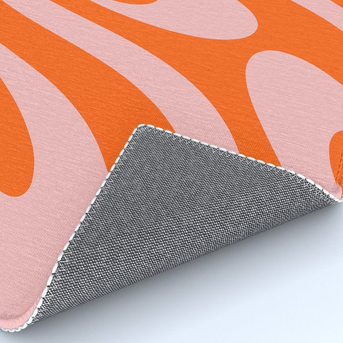 Groovy Abstract Retro Contemporary Wavy Loops Pattern Orange Blush Rug Gallery Image 4