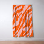 Groovy Abstract Retro Contemporary Wavy Loops Pattern Orange Blush Window Curtain Gallery Image 3