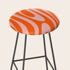 Groovy Abstract Retro Contemporary Wavy Loops Pattern Orange Blush Stool Gallery Image 2