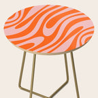 Groovy Abstract Retro Contemporary Wavy Loops Pattern Orange Blush Side Table Gallery Image 2