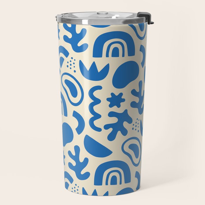 Abstract blue organic shape art pattern Travel Mug Gallery Image 2