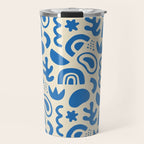 Abstract blue organic shape art pattern Travel Mug Gallery Image 1