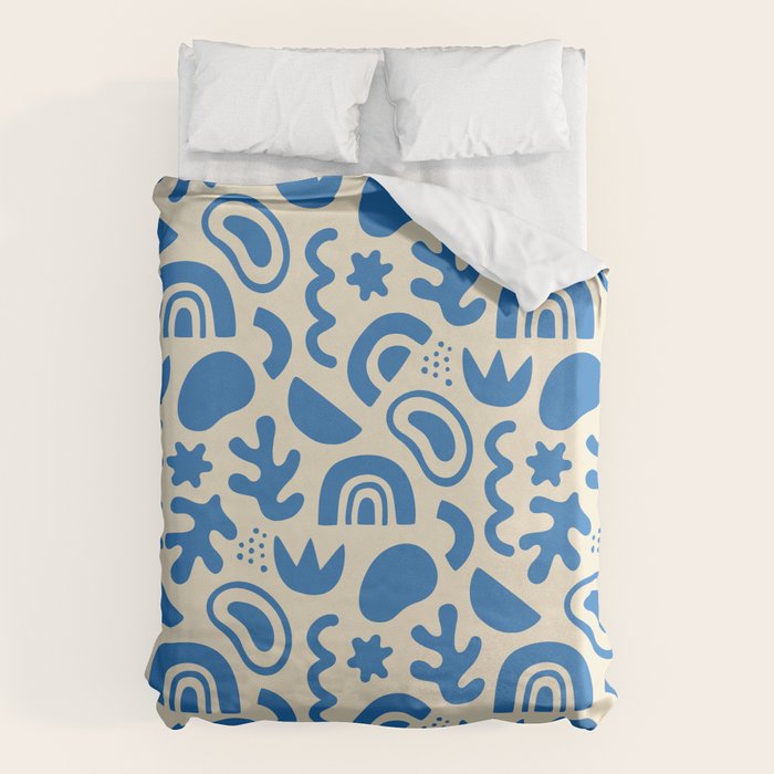 Abstract blue organic shape art pattern Duvet Cover Gallery Image 6