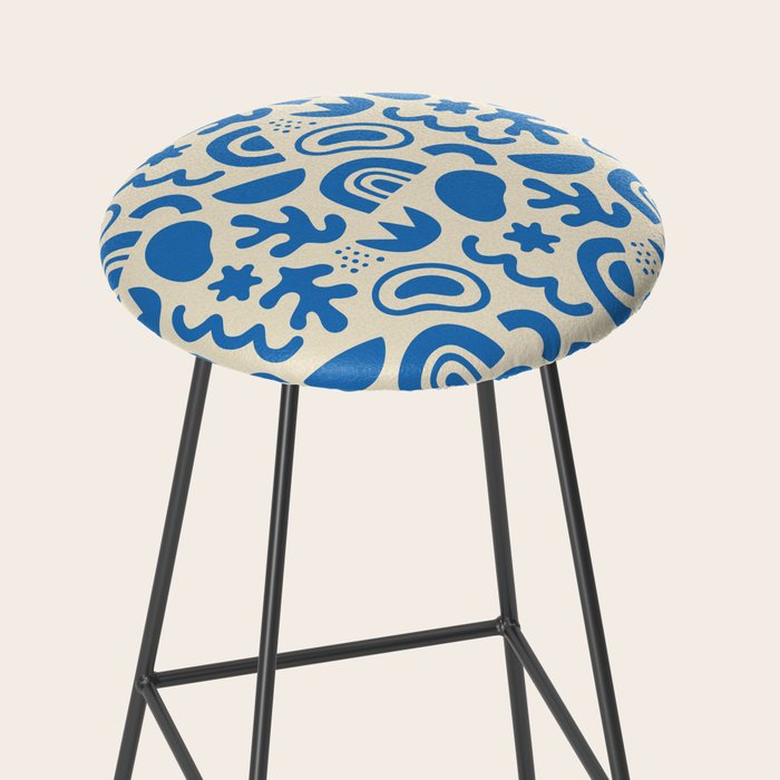 Abstract blue organic shape art pattern Stool Gallery Image 2