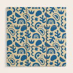 Abstract blue organic shape art pattern Wood Wall Art Gallery Image 1