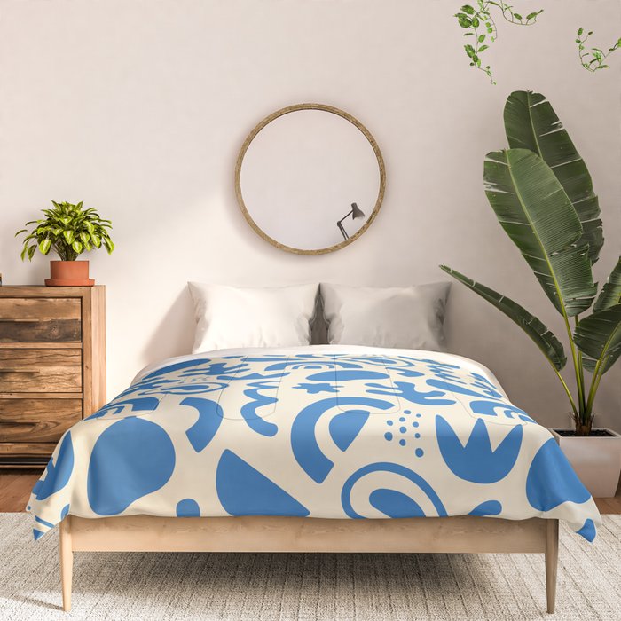 Abstract blue organic shape art pattern Comforter Gallery Image 3