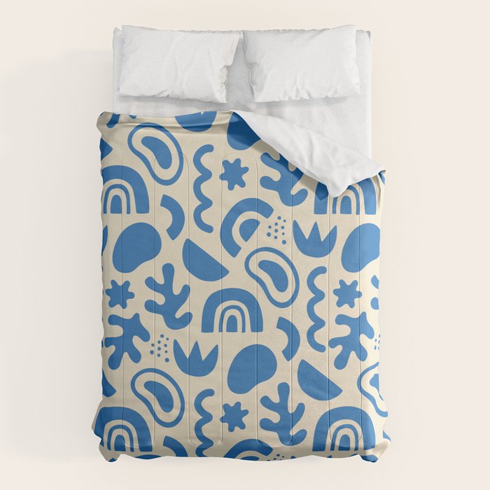 Abstract blue organic shape art pattern Comforter Gallery Image 6