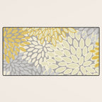 Floral Prints, Soft Yellow and Gray, Modern Print Art Desk Mat Gallery Image 3