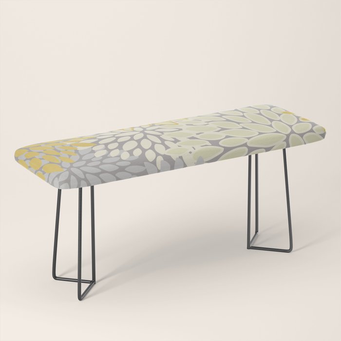 Floral Prints, Soft Yellow and Gray, Modern Print Art Bench Gallery Image 1