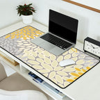 Floral Prints, Soft Yellow and Gray, Modern Print Art Desk Mat Gallery Image 2