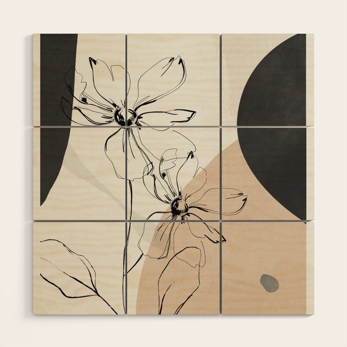 Abstract Art /Minimal Flowers Wood Wall Art Gallery Image 1