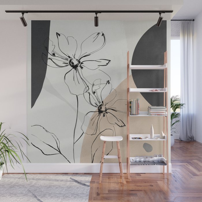 Abstract Art /Minimal Flowers Wall Mural Gallery Image 1