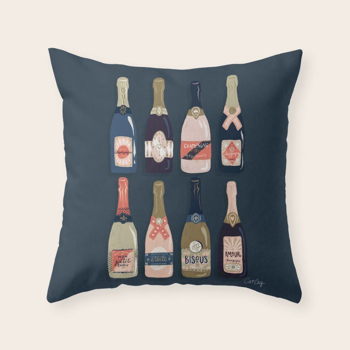 French Champagne Collection - Teal Throw Pillow Gallery Image 1