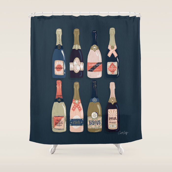 French Champagne Collection - Teal Shower Curtain Gallery Image 1