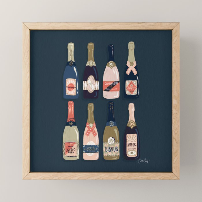 French Champagne Collection - Teal Mini Art Print Gallery Image 1