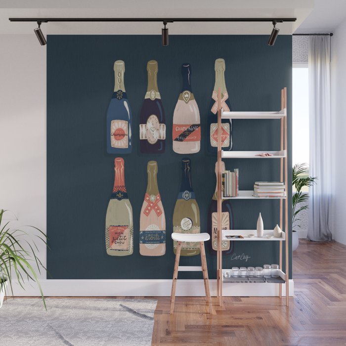 French Champagne Collection - Teal Wall Mural Gallery Image 1