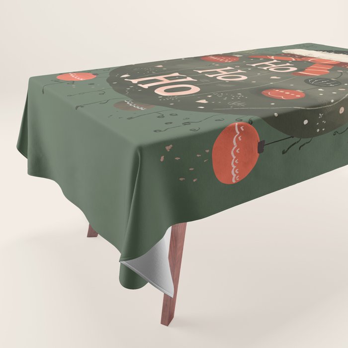 Festive Ho Ho Ho Bauble Green  Tablecloth Gallery Image 1