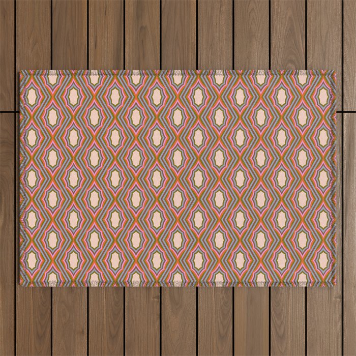 Disco Diamonds Retro Pattern Outdoor Rug Gallery Image 1