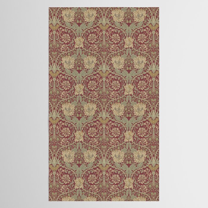 William Morris Honeysuckle & Tulip Red and Gold Tablecloth Gallery Image 2