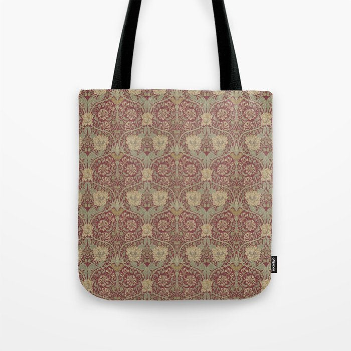 William Morris Honeysuckle & Tulip Red and Gold Tote Bag Gallery Image 1