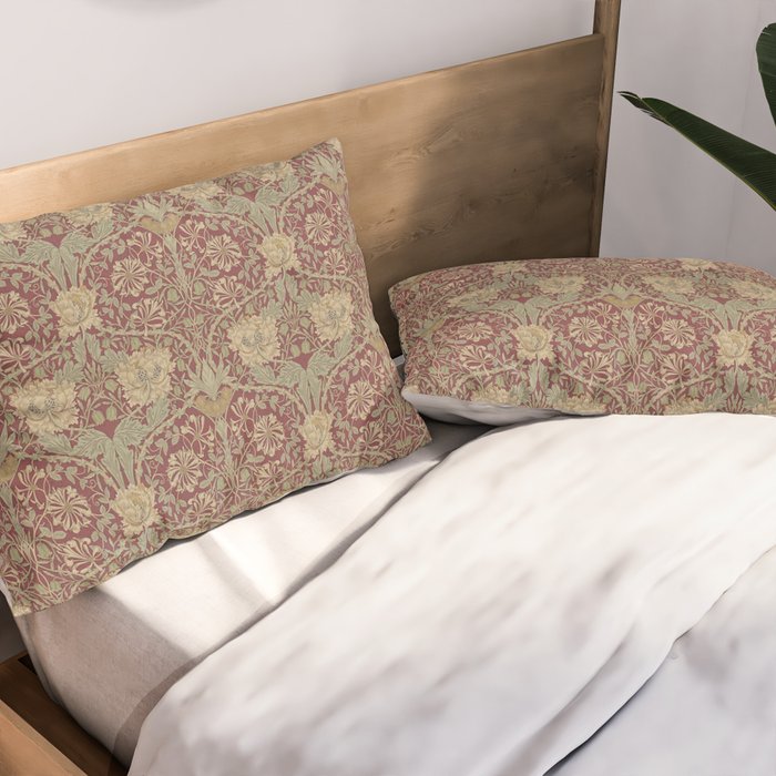William Morris Honeysuckle & Tulip Red and Gold Pillow Sham Gallery Image 2