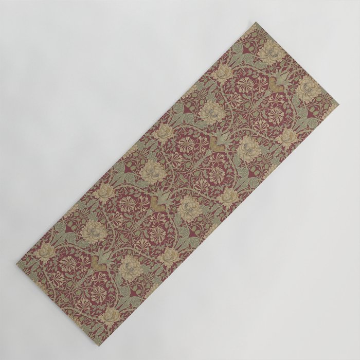 William Morris Honeysuckle & Tulip Red and Gold Yoga Mat Gallery Image 1