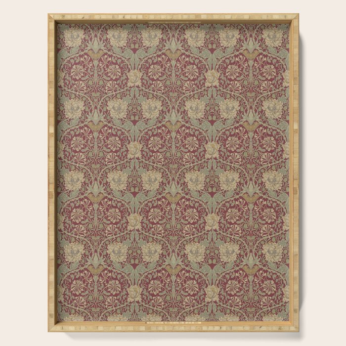 William Morris Honeysuckle & Tulip Red and Gold Serving Tray Gallery Image 1
