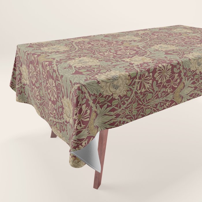 William Morris Honeysuckle & Tulip Red and Gold Tablecloth Gallery Image 1