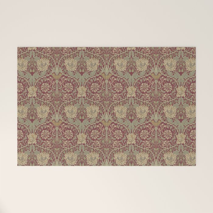 William Morris Honeysuckle & Tulip Red and Gold Welcome Mat Gallery Image 1