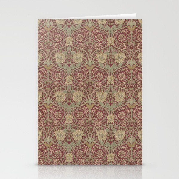 William Morris Honeysuckle & Tulip Red and Gold Stationery Card Gallery Image 2