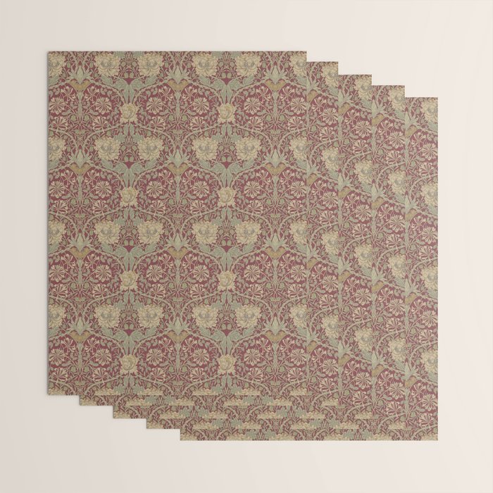 William Morris Honeysuckle & Tulip Red and Gold Wrapping Paper Gallery Image 3