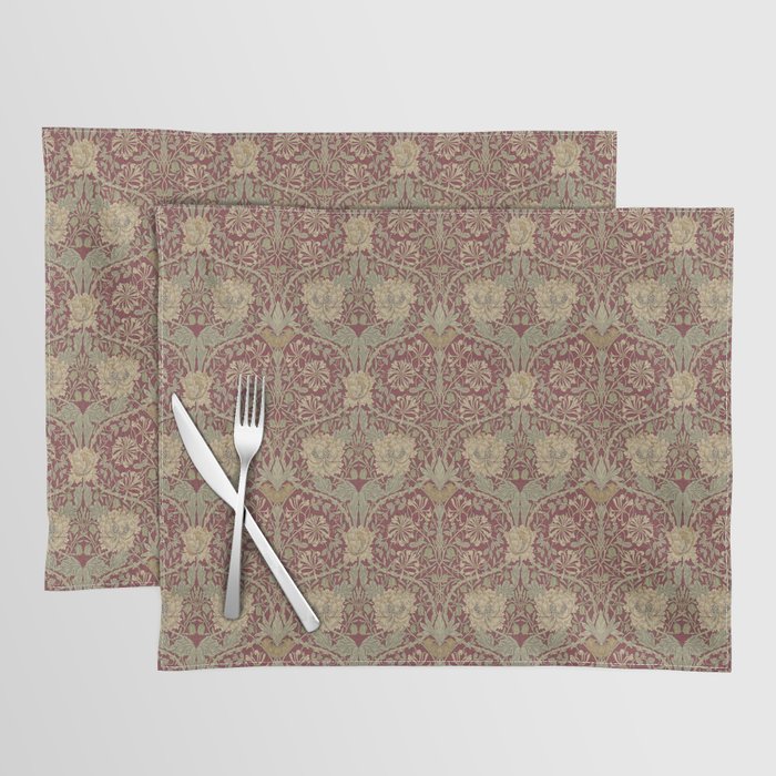 William Morris Honeysuckle & Tulip Red and Gold Placemat Gallery Image 1