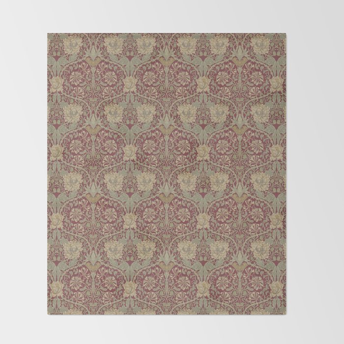 William Morris Honeysuckle & Tulip Red and Gold Throw Blanket Gallery Image 2