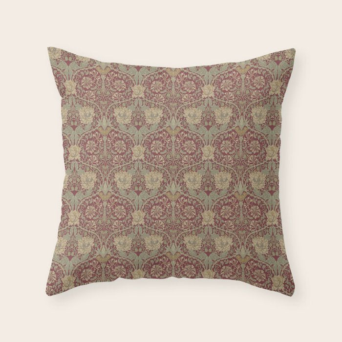 William Morris Honeysuckle & Tulip Red and Gold Throw Pillow Gallery Image 6