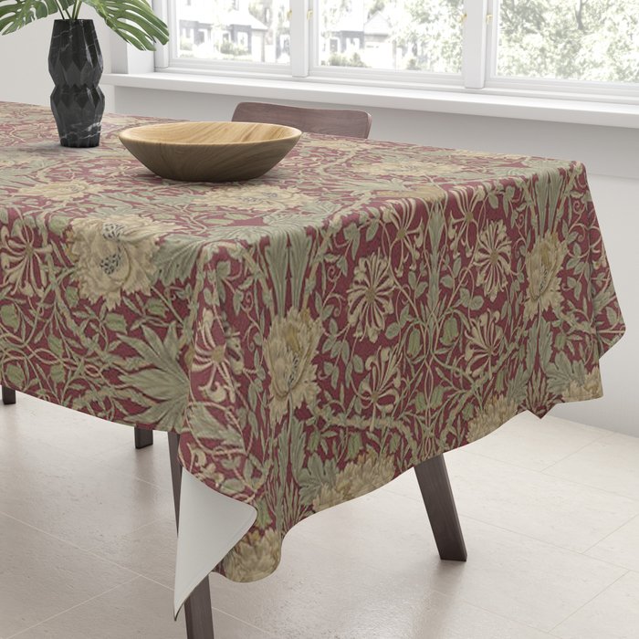William Morris Honeysuckle & Tulip Red and Gold Tablecloth Gallery Image 3