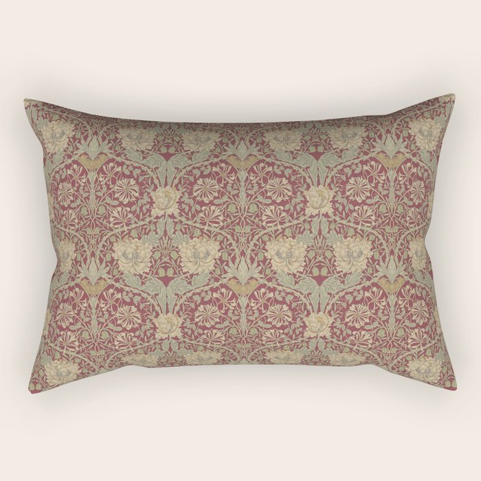 William Morris Honeysuckle & Tulip Red and Gold Rectangular Pillow Gallery Image 2