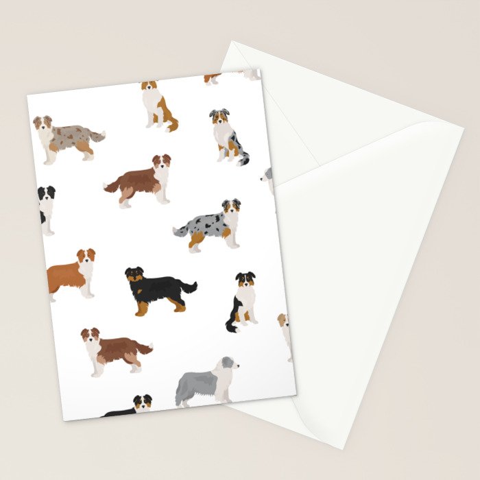 Australian Shepherd Colors Pattern Stationery Card Gallery Image 2