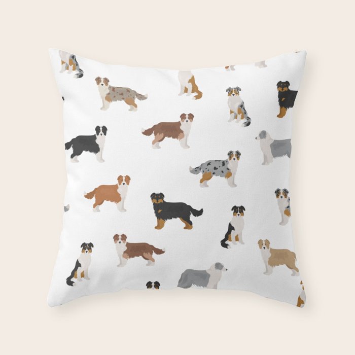Australian Shepherd Colors Pattern Throw Pillow Gallery Image 6