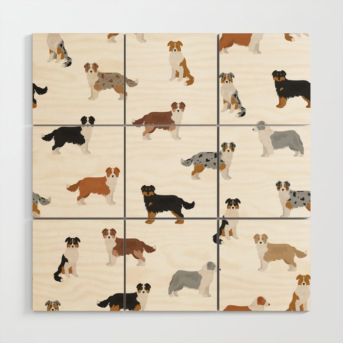 Australian Shepherd Colors Pattern Wood Wall Art Gallery Image 1