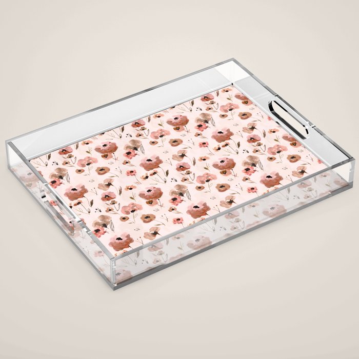 Farmhouse floral - pink Acrylic Tray Gallery Image 1