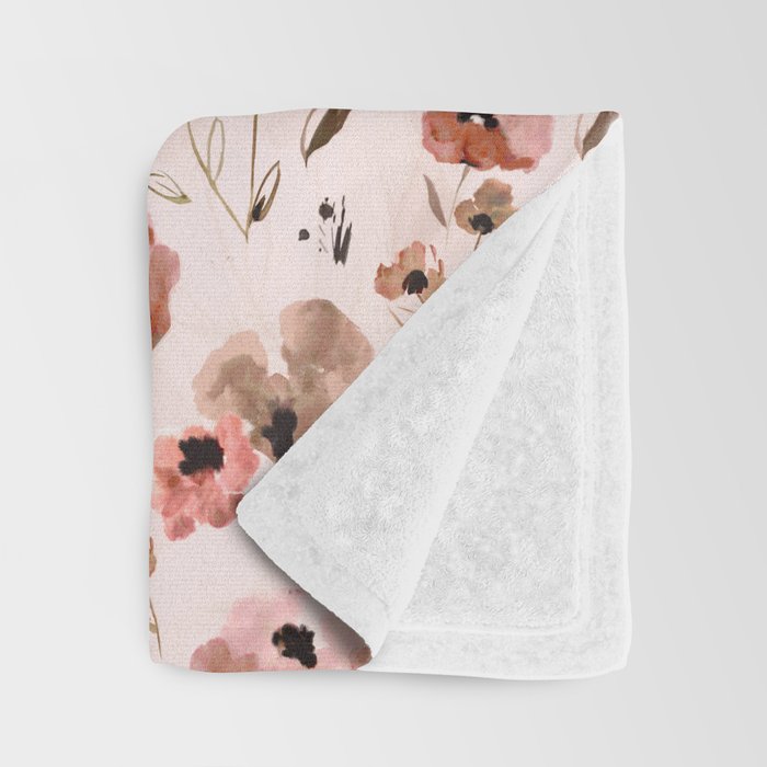 Farmhouse floral - pink Throw Blanket Gallery Image 3